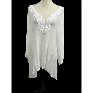 Spence Crochet Trim Tunic Top Flowy Bohemian‎ Beach Cover Up Size 2X